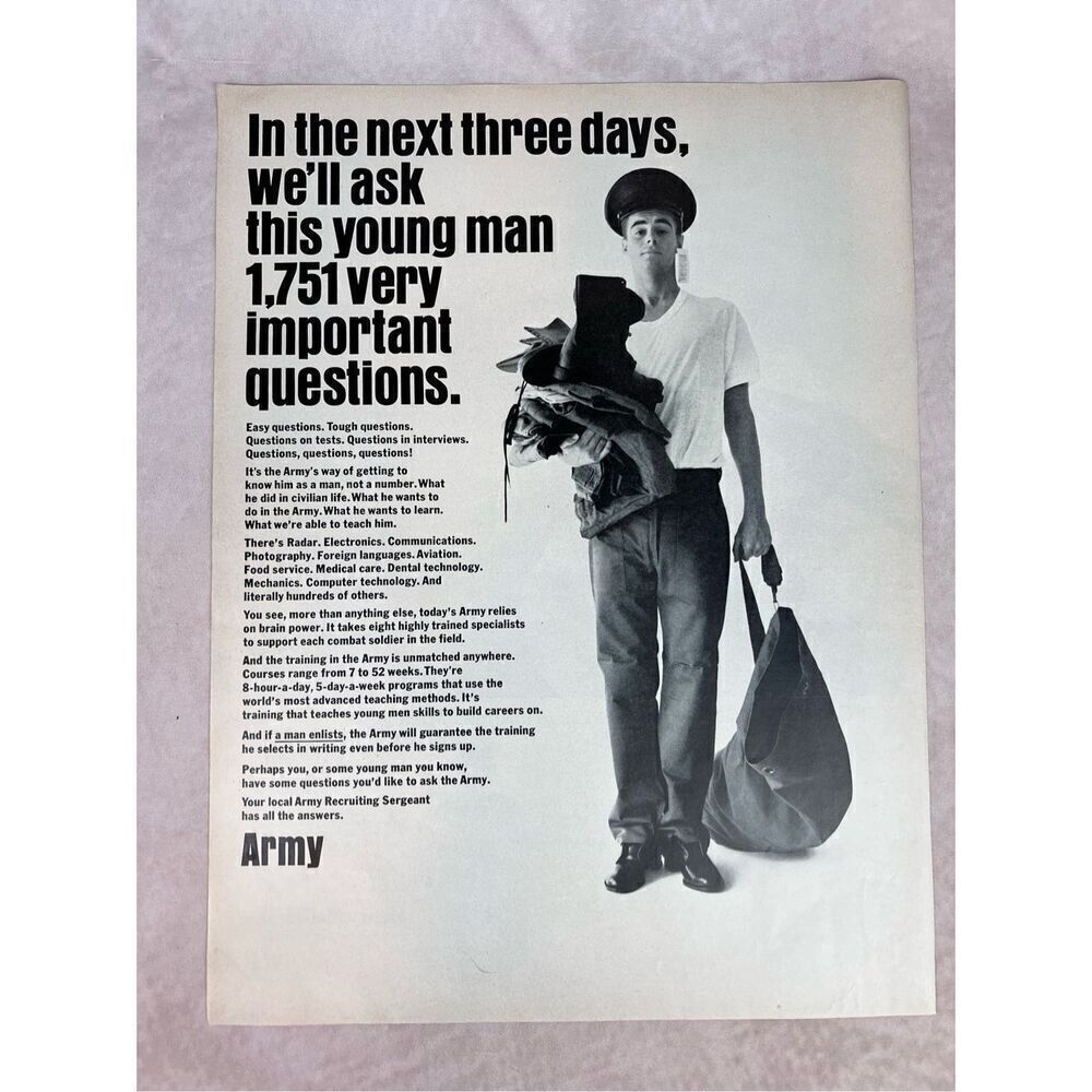 Vintage US Army 1966 Vtg Print Ad Advertisement Recruiting Propaganda